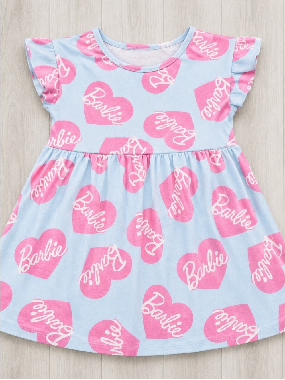 Barbie Light Blue & Pink Logo Heart Tee